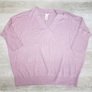 Matty M Rose Pink V Neck Sweater XXL